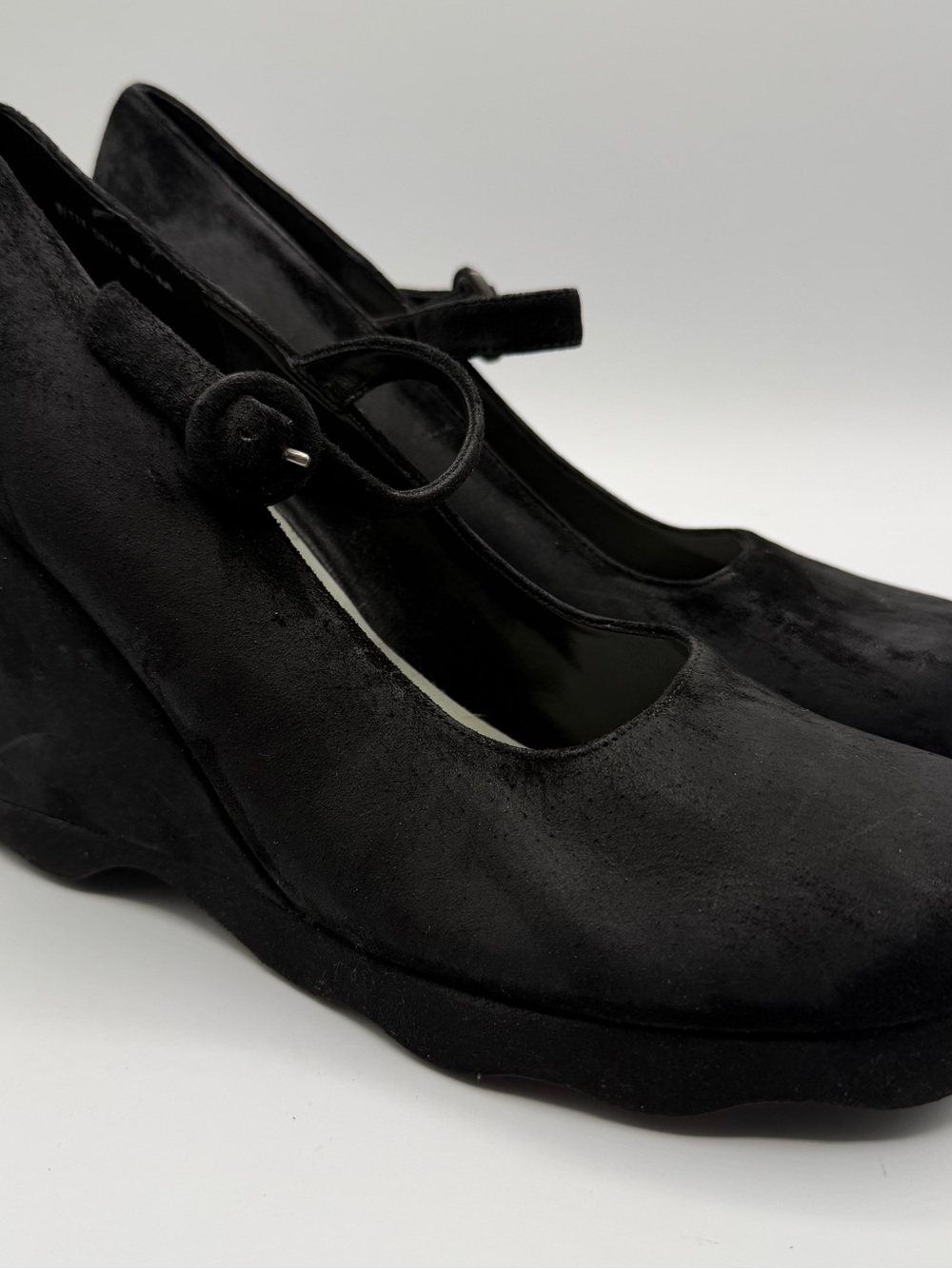 Vintage MIA Betty Y2K Mary Jane Platform Wedge Heels Black Leather 8.5